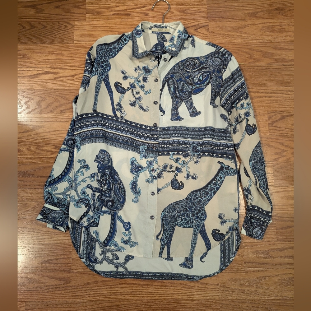 ETRO silk scarf print shirt sz 40